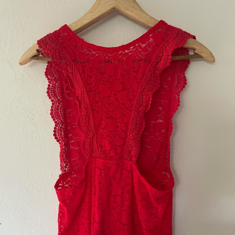 Free people red lace tank top